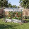 imageGiantex 3in1 Metal Raised Garden Bed with Greenhouse Cover 6x3x4 FT Metal Elevated Outdoor Planter Box with RollUp Windows Open Base Grow Box for Vegetables Flowers and Herbs BlackSilver