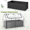 imageGiantex 3in1 Metal Raised Garden Bed with Greenhouse Cover 6x3x4 FT Metal Elevated Outdoor Planter Box with RollUp Windows Open Base Grow Box for Vegetables Flowers and Herbs BlackBlack