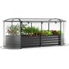 imageGiantex 3in1 Metal Raised Garden Bed with Greenhouse Cover 6x3x4 FT Metal Elevated Outdoor Planter Box with RollUp Windows Open Base Grow Box for Vegetables Flowers and Herbs BlackBlack