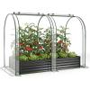 imageGiantex 3in1 Metal Raised Garden Bed with Greenhouse Cover 6x3x4 FT Metal Elevated Outdoor Planter Box with RollUp Windows Open Base Grow Box for Vegetables Flowers and Herbs BlackBlack