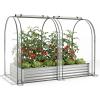 imageGiantex 3in1 Metal Raised Garden Bed with Greenhouse Cover 6x3x4 FT Metal Elevated Outdoor Planter Box with RollUp Windows Open Base Grow Box for Vegetables Flowers and Herbs BlackSilver