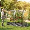 imageGiantex 3in1 Metal Raised Garden Bed with Greenhouse Cover 6x3x4 FT Metal Elevated Outdoor Planter Box with RollUp Windows Open Base Grow Box for Vegetables Flowers and Herbs BlackBlack