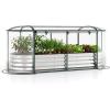 imageGiantex 3in1 Metal Raised Garden Bed with Greenhouse Cover 6x3x4 FT Metal Elevated Outdoor Planter Box with RollUp Windows Open Base Grow Box for Vegetables Flowers and Herbs BlackSilver