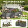 imageGiantex 3in1 Metal Raised Garden Bed with Greenhouse Cover 6x3x4 FT Metal Elevated Outdoor Planter Box with RollUp Windows Open Base Grow Box for Vegetables Flowers and Herbs BlackBlack