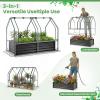 imageGiantex 3in1 Metal Raised Garden Bed with Greenhouse Cover 6x3x4 FT Metal Elevated Outdoor Planter Box with RollUp Windows Open Base Grow Box for Vegetables Flowers and Herbs BlackBlack