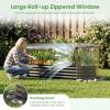 imageGiantex 3in1 Metal Raised Garden Bed with Greenhouse Cover 6x3x4 FT Metal Elevated Outdoor Planter Box with RollUp Windows Open Base Grow Box for Vegetables Flowers and Herbs BlackBlack