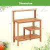 imageGiantex 4Tier Potting Bench Solid Wood Gardening Workstation wOpen Storage Shelves Teak Oil Finish Outdoor Potting Table for Garden Yard Balcony Easy Assembly Natural