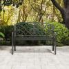 imageGiantex 505 Outdoor Bench with Metal Frame Floral Design Cast Iron Backrest Slatted Seat Adjustable Foot Pads Load 660Lbs Garden Bench for Outside Patio Backyard Porch Park Black