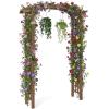 imageGiantex 75FT Wood Garden Arbor Trellis Wooden Wedding Arch for Ceremony Party Outdoor Archway Pergola for Climbing Plants Pathway Yard Garden Decor Easy Assembly Honey Brown 63W x 90HDark Brown