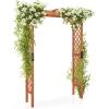 imageGiantex 75FT Wood Garden Arbor Trellis Wooden Wedding Arch for Ceremony Party Outdoor Archway Pergola for Climbing Plants Pathway Yard Garden Decor Easy Assembly Honey Brown 63W x 90HWalnut Brown