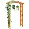 imageGiantex 75FT Wood Garden Arbor Trellis Wooden Wedding Arch for Ceremony Party Outdoor Archway Pergola for Climbing Plants Pathway Yard Garden Decor Easy Assembly Honey Brown 63W x 90HHoney Brown