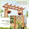 imageGiantex 75FT Wood Garden Arbor Trellis Wooden Wedding Arch for Ceremony Party Outdoor Archway Pergola for Climbing Plants Pathway Yard Garden Decor Easy Assembly Honey Brown 63W x 90HWalnut Brown
