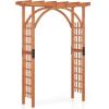 imageGiantex 75FT Wood Garden Arbor Trellis Wooden Wedding Arch for Ceremony Party Outdoor Archway Pergola for Climbing Plants Pathway Yard Garden Decor Easy Assembly Honey Brown 63W x 90HWalnut Brown
