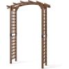 imageGiantex 75FT Wood Garden Arbor Trellis Wooden Wedding Arch for Ceremony Party Outdoor Archway Pergola for Climbing Plants Pathway Yard Garden Decor Easy Assembly Honey Brown 63W x 90HDark Brown