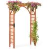 imageGiantex 75FT Wood Garden Arbor Trellis Wooden Wedding Arch for Ceremony Party Outdoor Archway Pergola for Climbing Plants Pathway Yard Garden Decor Easy Assembly Honey Brown 63W x 90HWalnut Brown