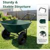 imageGiantex DualWheel Garden Cart 330LBS Heavy Duty Wheelbarrow 2 Wheel Wagon Utility Cart for Outdoor Yard Lawn Gardening Construction Use RedDark Green