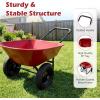 imageGiantex DualWheel Garden Cart 330LBS Heavy Duty Wheelbarrow 2 Wheel Wagon Utility Cart for Outdoor Yard Lawn Gardening Construction Use RedRed