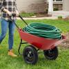 imageGiantex DualWheel Garden Cart 330LBS Heavy Duty Wheelbarrow 2 Wheel Wagon Utility Cart for Outdoor Yard Lawn Gardening Construction Use RedRed