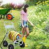 imageGiantex Garden Hose Reel Cart  Mobile Water Hose Cart with 4 Wheels amp Nonslip Grip Outdoor Heavy Duty Water Hose Holder Hold 330 FT of 58 or 34 400 FT of 12 Hose for Lawn Garden Yard GreyGrey