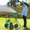 imageGiantex Garden Hose Reel Cart  Mobile Water Hose Cart with 4 Wheels amp Nonslip Grip Outdoor Heavy Duty Water Hose Holder Hold 330 FT of 58 or 34 400 FT of 12 Hose for Lawn Garden Yard GreyGreen