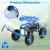 imageGiantex Garden Work Seat with Wheels 360 Degree Swivel Gardening Workseat with Storage Basket Adjustable Height Steering Handle Outdoor Garden Stool Cart for Planting Trimming BlueBlue