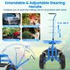 imageGiantex Garden Work Seat with Wheels 360 Degree Swivel Gardening Workseat with Storage Basket Adjustable Height Steering Handle Outdoor Garden Stool Cart for Planting Trimming BlueBlue