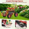 imageGiantex Garden Work Seat with Wheels 360 Degree Swivel Gardening Workseat with Storage Basket Adjustable Height Steering Handle Outdoor Garden Stool Cart for Planting Trimming BlueRed