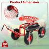 imageGiantex Garden Work Seat with Wheels 360 Degree Swivel Gardening Workseat with Storage Basket Adjustable Height Steering Handle Outdoor Garden Stool Cart for Planting Trimming BlueRed