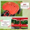 imageGiantex Garden Work Seat with Wheels 360 Degree Swivel Gardening Workseat with Storage Basket Adjustable Height Steering Handle Outdoor Garden Stool Cart for Planting Trimming BlueRed
