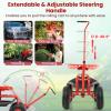 imageGiantex Garden Work Seat with Wheels 360 Degree Swivel Gardening Workseat with Storage Basket Adjustable Height Steering Handle Outdoor Garden Stool Cart for Planting Trimming BlueRed