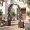 imageGiantex Metal Garden Arch Trellis Arbor with 2 SelfWatering Planter Boxes 80 L x 16 W x 91 H PECoated Archway with Lockable Rolling Wheels for Climbing Vines Yard Lawn Party DecorationsArched
