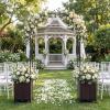 imageGiantex Metal Garden Arch Trellis Arbor with 2 SelfWatering Planter Boxes 80 L x 16 W x 91 H PECoated Archway with Lockable Rolling Wheels for Climbing Vines Yard Lawn Party DecorationsArched