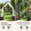 imageGiantex Metal Garden Arch Trellis Arbor with 2 SelfWatering Planter Boxes 80 L x 16 W x 91 H PECoated Archway with Lockable Rolling Wheels for Climbing Vines Yard Lawn Party DecorationsArched