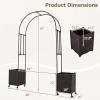 imageGiantex Metal Garden Arch Trellis Arbor with 2 SelfWatering Planter Boxes 80 L x 16 W x 91 H PECoated Archway with Lockable Rolling Wheels for Climbing Vines Yard Lawn Party DecorationsArched