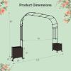 imageGiantex Metal Garden Arch Trellis Arbor with 2 SelfWatering Planter Boxes 80 L x 16 W x 91 H PECoated Archway with Lockable Rolling Wheels for Climbing Vines Yard Lawn Party DecorationsRectangular