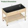 imageGiantex Mobile Raised Garden Bed Wood Planter Box with Wheels Storage Shelf amp Liner 47x23x33 Rolling Raised Bed for Indoor Outdoor Plants Vegetables Flower Herbs Fruit Gardening1