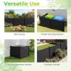 imageGiantex NoDig Air Conditioner Fence 2Panel Outdoor Privacy Screen with Metal Stakes WeatherResistant AC Unit amp Trash Bin Enclosure HOAFriendly Decorative Garden Fences 48W x 36H WhiteBlack