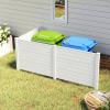imageGiantex NoDig Air Conditioner Fence 2Panel Outdoor Privacy Screen with Metal Stakes WeatherResistant AC Unit amp Trash Bin Enclosure HOAFriendly Decorative Garden Fences 48W x 36H WhiteWhite