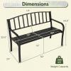 imageGiantex Outdoor Bench 50 Patio Garden Bench with Steel Frame Slat Design 500 Lbs Weight Capacity Patio Seating Bench for Porch Backyard Poolside Outside Decor Furniture Park Loveseat Black50x23x335