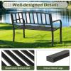 imageGiantex Outdoor Bench 50 Patio Garden Bench with Steel Frame Slat Design 500 Lbs Weight Capacity Patio Seating Bench for Porch Backyard Poolside Outside Decor Furniture Park Loveseat Black50x23x335