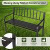 imageGiantex Outdoor Bench 50 Patio Garden Bench with Steel Frame Slat Design 500 Lbs Weight Capacity Patio Seating Bench for Porch Backyard Poolside Outside Decor Furniture Park Loveseat Black50x23x335
