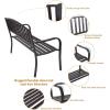 imageGiantex Outdoor Bench 50 Patio Garden Bench with Steel Frame Slat Design 500 Lbs Weight Capacity Patio Seating Bench for Porch Backyard Poolside Outside Decor Furniture Park Loveseat Black50x236x342