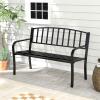 imageGiantex Outdoor Bench 50 Patio Garden Bench with Steel Frame Slat Design 500 Lbs Weight Capacity Patio Seating Bench for Porch Backyard Poolside Outside Decor Furniture Park Loveseat Black50x23x335