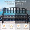 imageGiantex Outdoor Bench 50 Patio Garden Bench with Steel Frame Slat Design 500 Lbs Weight Capacity Patio Seating Bench for Porch Backyard Poolside Outside Decor Furniture Park Loveseat Black50x236x342