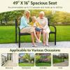 imageGiantex Outdoor Bench 50 Patio Garden Bench with Steel Frame Slat Design 500 Lbs Weight Capacity Patio Seating Bench for Porch Backyard Poolside Outside Decor Furniture Park Loveseat Black50x23x335
