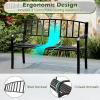 imageGiantex Outdoor Bench 50 Patio Garden Bench with Steel Frame Slat Design 500 Lbs Weight Capacity Patio Seating Bench for Porch Backyard Poolside Outside Decor Furniture Park Loveseat Black50x23x335