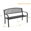 imageGiantex Outdoor Bench 50 Patio Garden Bench with Steel Frame Slat Design 500 Lbs Weight Capacity Patio Seating Bench for Porch Backyard Poolside Outside Decor Furniture Park Loveseat Black50x236x342