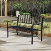 imageGiantex Outdoor Bench 50 Patio Garden Bench with Steel Frame Slat Design 500 Lbs Weight Capacity Patio Seating Bench for Porch Backyard Poolside Outside Decor Furniture Park Loveseat Black50x23x335