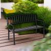 imageGiantex Outdoor Bench 50 Patio Garden Bench with Steel Frame Slat Design 500 Lbs Weight Capacity Patio Seating Bench for Porch Backyard Poolside Outside Decor Furniture Park Loveseat Black50x236x342