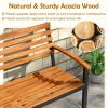 imageGiantex Outdoor Bench Acacia Wood Patio Loveseat with Slatted Backrest amp Seat Armrests Heavy Duty Metal Frame 800 lbs Capacity 2Person Garden Bench for Lawn Porch Yard and Park